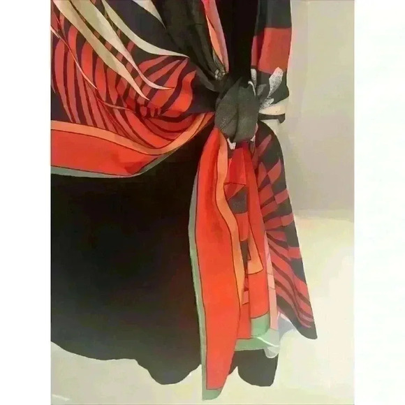 Zara Collection Black Cotton Dress Contrasting Colorful Scarf Midi Size Small - Picture 8 of 11